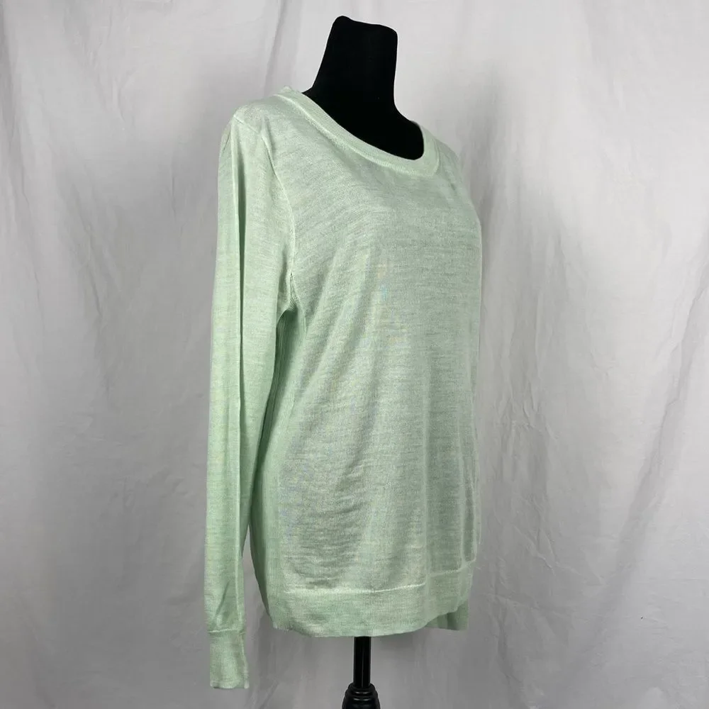 J.Crew Factory NWOT Merino Wool Blend Mint Green Knit Crew Sweater -‎ Women’s L